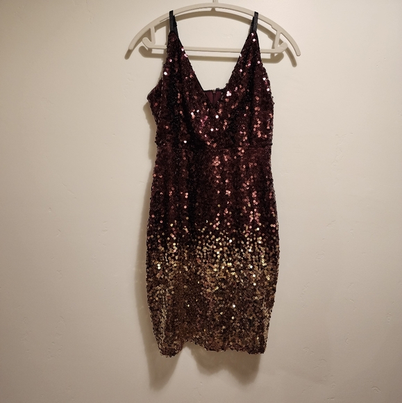 Sequin Dress Maroon and Gold Sz Small - Picture 1 of 9